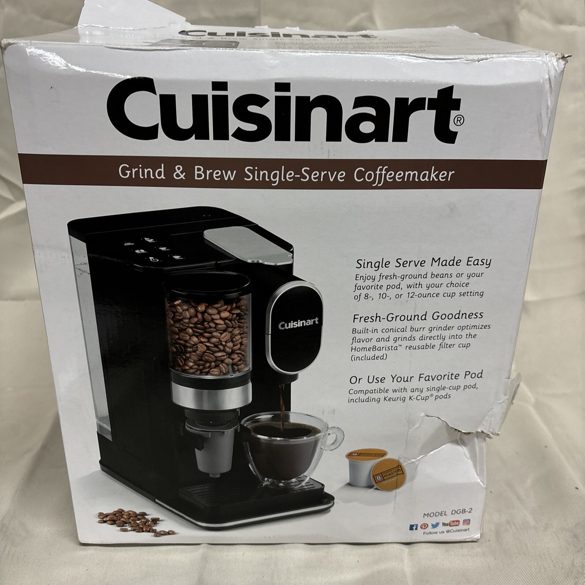 Cuisinart DGB-2 Grind Brew Single-Serve Coffeemaker Black