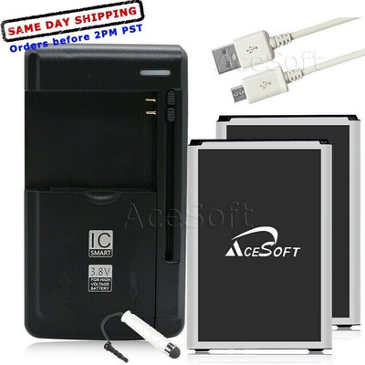 Long Lifespan 2x 4580mAh Battery Charger Cable Stylus for LG Treasure LTE L51AL