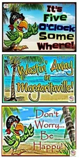 SET OF 3! EACH MEASURES 8"X12" TIKI BAR SIGNS! ALL WEATHER METAL POOL HOT TUB