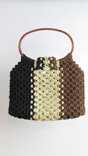 MULTI COLOR CROCHET HANDBAG - Women's Vintage Acrylic Handle One-Of-A-Kind RARE