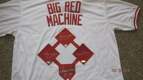 Big Red Machine Signed Jersey by Pete Rose, Bench, Perez,& Morgan -Tri Star Auth