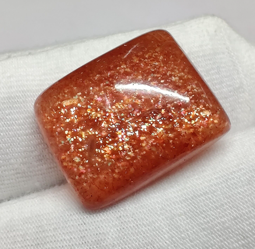 Natural Flashy Orange Sunstone Cabochon Cushion Shape Gemstone Jewel 20.5 Cts - Picture 4 of 6