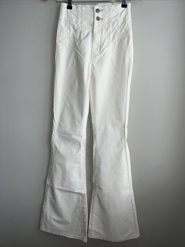 Free People Jayde Cord Jeans Pants High Rise Flare Leg White Size W24 L32 BNWT - Picture 6 of 15