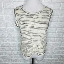 SPLENDID Knit Tank Ivory Black Sleeveless Size S