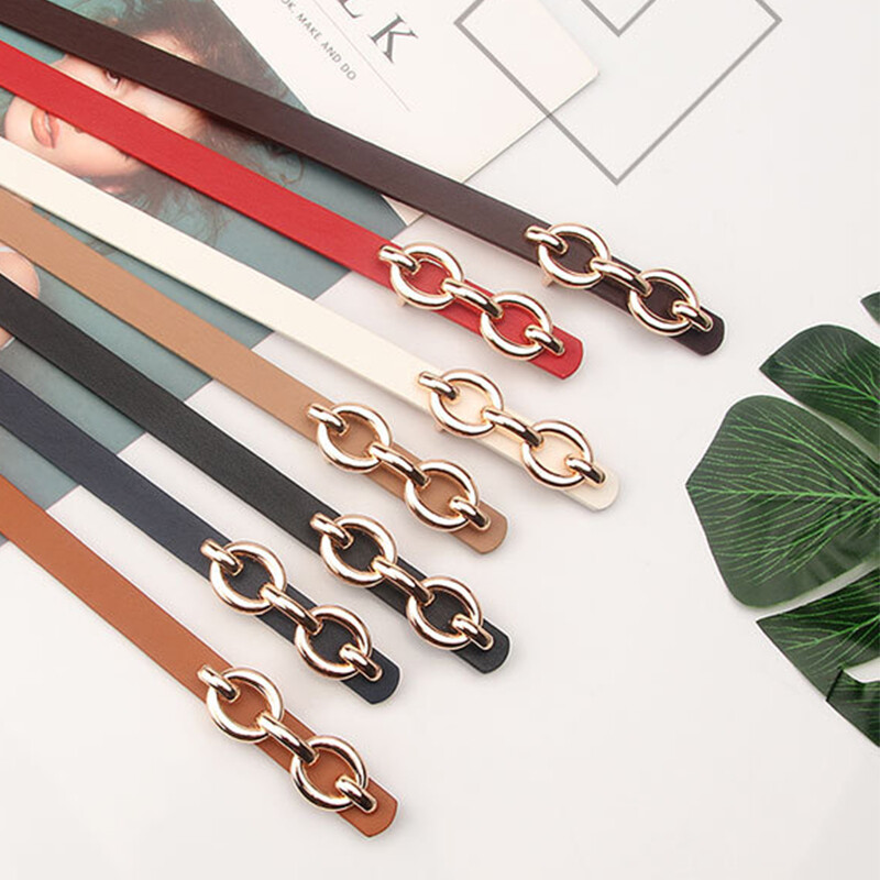 Cintura Donna Sottile Elegante - Cintura In Pelle PU Con Fibbia Dorata Per Abiti E Jeans - Foto 5