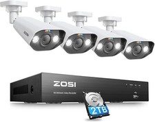 ZOSI 8CH 4K NVR POE Security Outdoor Camera System Color Night Vision 2TB HDD