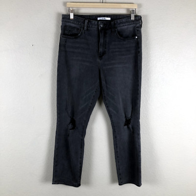Sam Edelman Jeans Womens 31 Black Denim Stiletto Stretch High Rise Destroyed