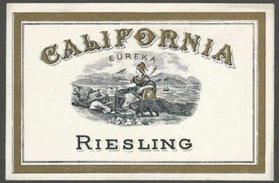 #ad California White Riesling Eureka Wine Original Vintage American Bottle Label $7.99