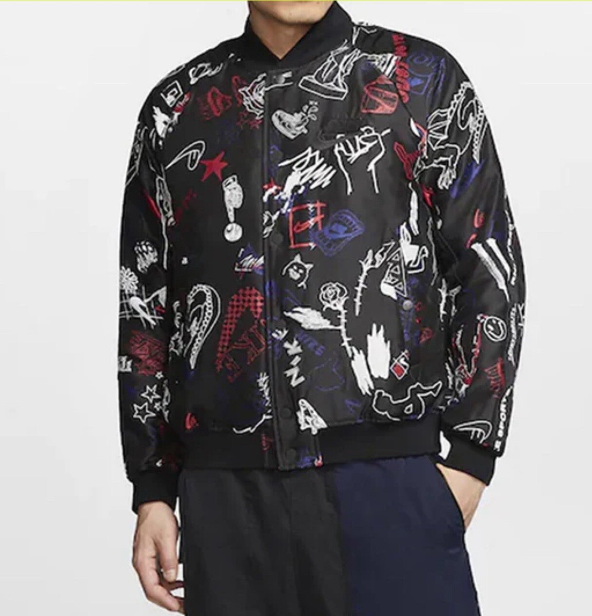 Nike All Over Graffiti Print Logo Men's Hypebeast Bomber