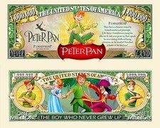 OUR PETER PAN CARTOON DOLLAR BILL (2 Bills)