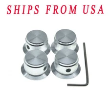 4pcs Guitar/Bass/AMPS Set Screw Aluminium Pot Knobs 1/4" Top Hat Knob Bell Knobs
