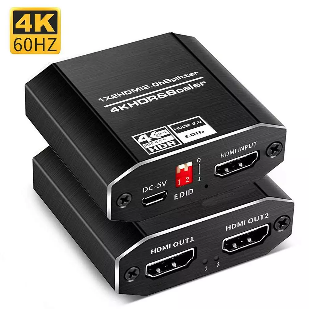 4K 60 Hz HDCP 2.2 HDMI 1 2 out 1x2 With Scaler EDID Audio | eBay