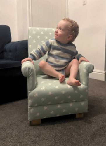 Bees Fabric Kids Armchair Children's Chair Natural Duck Egg Green Bumble Honey - Picture 6 of 33