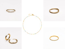 ATOLEA Jewelry. Set of 7 pcs. 18k Gold PVD. 4xRings. 2xEarrings. 1xNecklace.
