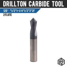 2PCS 2 Flute 1/2"x1-1/4"x3" 120 Degree Solid Carbide Spot Drill - AlTiN Coated
