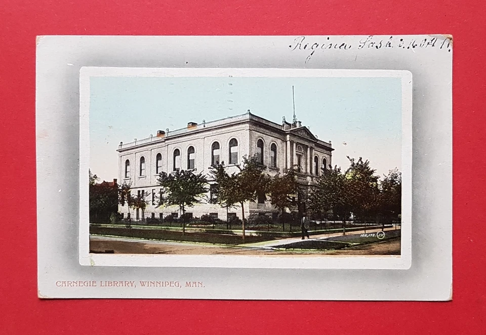 Bilderrahmen AK WINNIPEG in Kanada 1911 Carnegie Library Bibliothek  ( 36278 - Bild 1 von 2