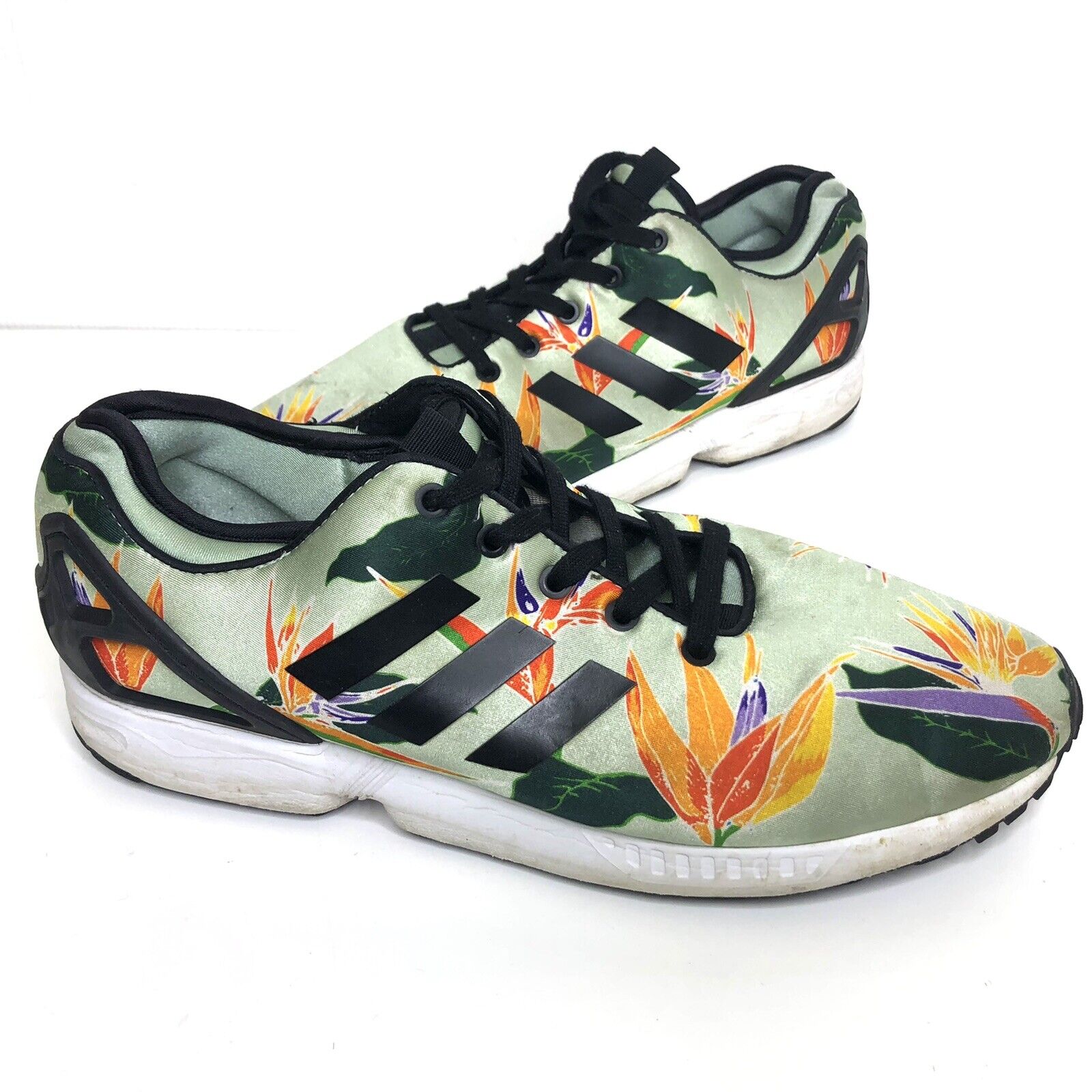 Adidas ZX Flux B34468 Green Floral Running Shoes Men's 11.5 | eBay