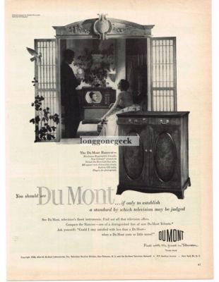 1950 Dumont Hanover TV Cabinet Television Vintage Print Ad 