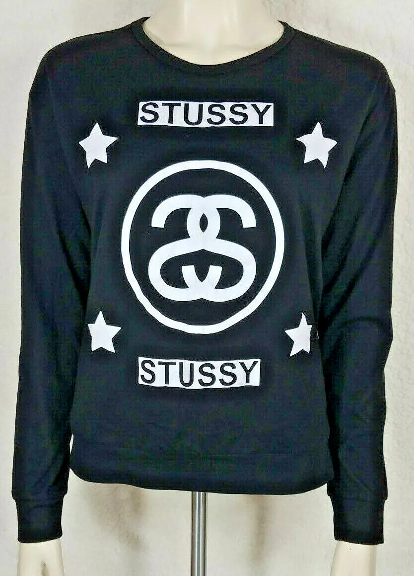 stussy black and white long sleeve