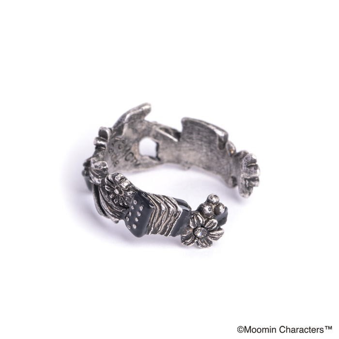 Moomin Snufkin Motif RING Pewter JP11 US5 3/4 Pewter Glass