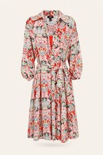 AGB Vibrant Multi-Color Floral button up shirt dress w/belt Size 10 Reg