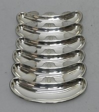 6er Satz Ansatzschalen Gr&auml;tenschale 835er Silber Lutz & Weiss L. 13,0 cm 223 g.