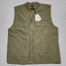 New PrAna Grover Canvas Vest Cargo Green Size Men's Large $150 Retail NWT
