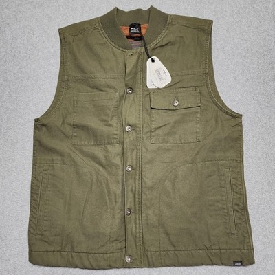 New PrAna Grover Canvas Vest Cargo Green Size Men's Large $150 Retail NWT