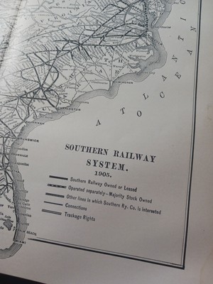 1905 datierte Zug Streckenkarte SOUTHERN RAILWAY SYSTEM alle Linien & Verbindungen 11x9''
