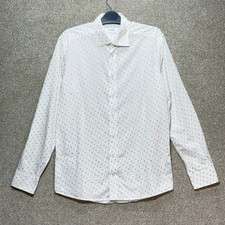 Eton Slim Fit Shirt Mens Medium 16 White Cocktail Print Cotton