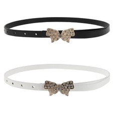 2 Pcs Girls Retro Belt Kids Waist Uniform Belts Teens Rhinestone Buckle