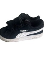 Puma Smash V2 Hook  Loop Sneaker Low Suede Upper Toddler Size 6 Black Shoe