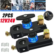 2pcs Car Battery Disconnect Isolator Cut Off Switch 12V / 24V Universal Terminal