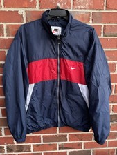 Vintage 90s Nike Spellout XXL Red White Blue Windbreaker Full Zip Jacket T1