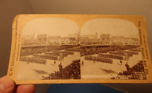 Antique McKinley Inauguration Parade U.S. Infantry Universal Stereoview c1897