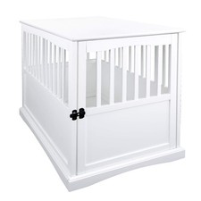 Casual Home Wooden Large Pet Crate, End Table, White 36.50" x 24.00" x 29.25"