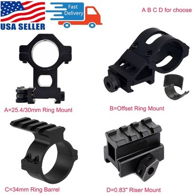 34mm Scope Ring Barrel/25.4&30mm Ring Mount/0.83'' Riser Mount/Offset Ring Mount