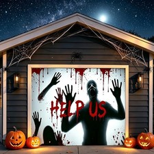 7x8 Ft Halloween Garage Door Banner, Spooky Outdoor Cover for Yard Party