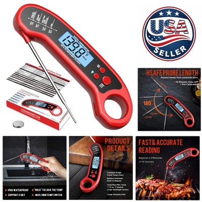 Waterproof Digital Cooking Thermometer with Stainless Steel Probe - 572°F Max