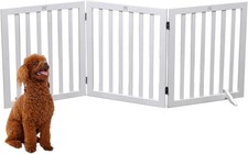 Dog Gate Wooden Freestanding Pet Gate3 Panel 23.6" Height White Indoor Dog Fe...