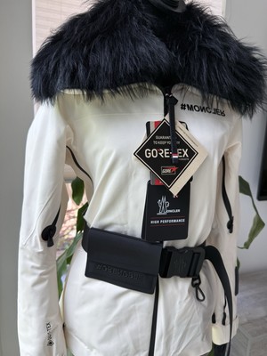 Moncler Grenoble Vizelle Off-White Ivory Lamb Fur Down Puffer Ski