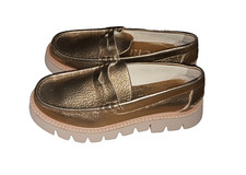 Pedro Garcia Womens Sebas Lug Penny Loafers in Gold Metallic Size 9.5 New