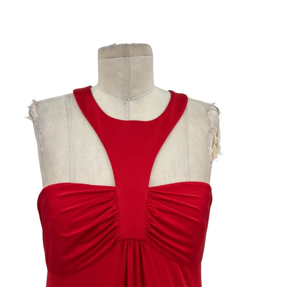 Nuevo con etiquetas Maxi Vestido Jay Godfrey Cuello Halter Jersey Rojo Espalda Corredora Talla 8 Foto 2 de 4