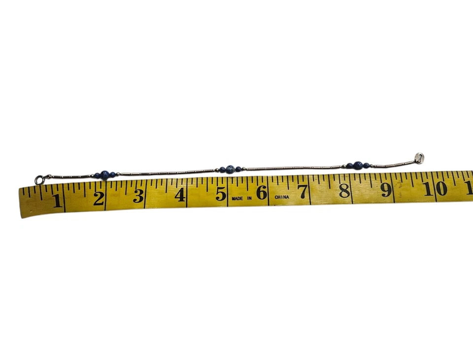 Carolyn Pollack 纯银和 Lapis Lazuli 脚链 9.75 — 第 3/4 张图片