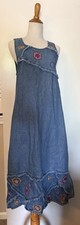 VTG Agapo Denim Dress Floral Maxi Embroidered VTG M Petite 90s Y2K Cottage GMA