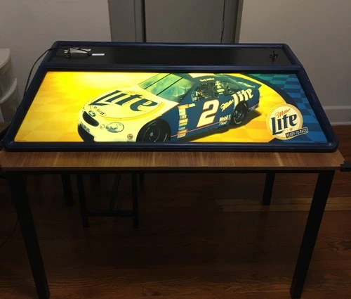 Vintage 48x21 Miller Lite Beer Pool Table Light Sign Rusty Wallace