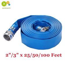 2"/3" x 25/50/100 Feet Lay Flat Water Pump Discharge Hose With Aluminum Pin Lug