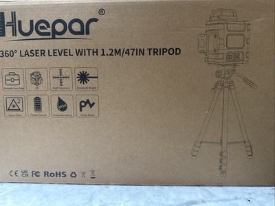 HM03CG: Huepar 360 Laser Level with 1.2 Feet Tripod Laser Level 360 Degree 