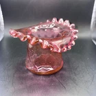 FENTON ART GLASS CRANBERRY RUFFLED TOOTHPICK HOLDER TOPHAT MINT