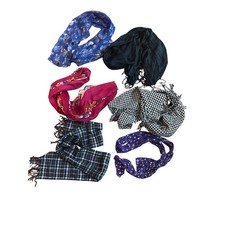 Scarf Lot - 6pc, EUC Black blue Houndstooth floral plaid